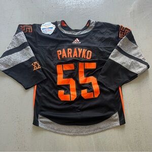 Colton Parayko hockey Adidas Black Jersey with Orange Accents rare